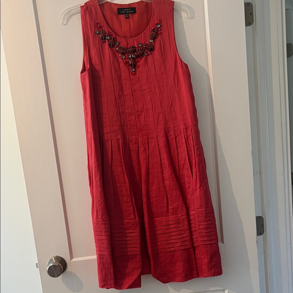 Robert Rodriguez Red Embellished Dress